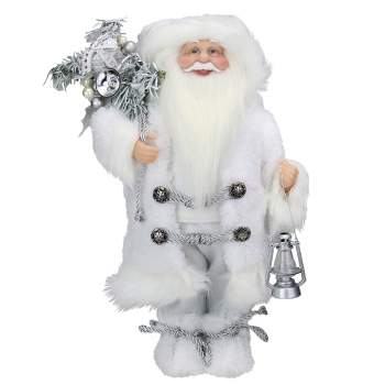 Northlight 12" White Standing Santa Claus Christmas Figure with Lantern