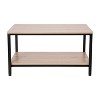 Emma and Oliver Minimalist Industrial Driftwood Finished Engineered Wood Coffee Table with Black Steel Tube Frame and Lower Storage Shelf - 3 of 4