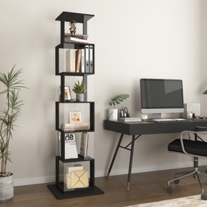 6-Tier Tall Rotating Bookshelf,Storage Bookshelf with Acrylic Plate,Open Simple Bookcase for Living Room Small Spaces-Baofuwish - 1 of 4