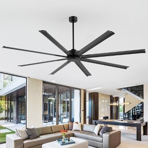 Airsurfer 84" Black Modern Ceiling Fan with 8 Aluminium Blades and Remote 6 Speed Ceiling Fan with Reversible Quiet DC Motor for Living Room Bedroom - 1 of 4