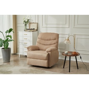Mocha Fabric Manual Recliner Chair with Pillow Top Arms for Bedroom & Living Room - 1 of 4