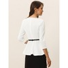 INSPIRE CHIC Women's 3/4 Sleeve Belted Elegant Business Work Peplum Top - 3 of 4