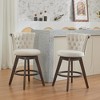 GDFStudio Adrien Mid-Century Modern 360° Swivel Velvet Upholstered Tufted Button Counter Stools (Set of 2) - 2 of 4