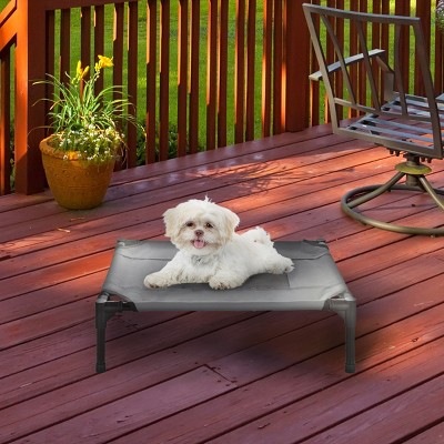 Small Gray Elevated Outdoor Pet Bed with Steel Frame