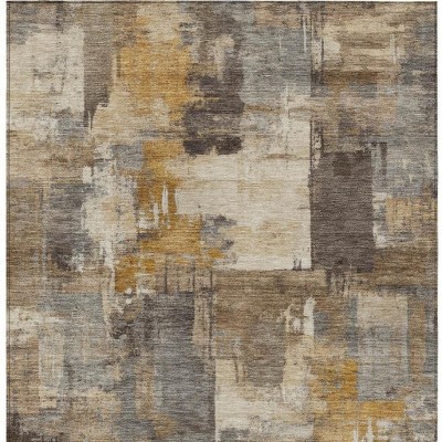 HomeRoots 3' X 5' Brown Beige And Charcoal Abstract Washable Indoor Outdoor Area Rug