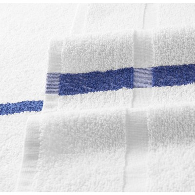 Admiral White and Blue Stripe Cotton/Poly Bath Towels Set