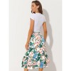 INSPIRE CHIC Women's Chiffon Elastic Waist Ruffle Tiered Flowy Midi Floral Printed Skirts - 4 of 4