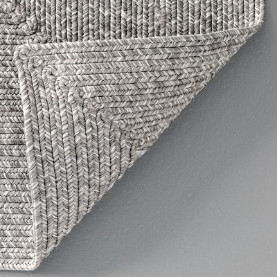Light Gray Braided Square Synthetic 3' x 5' Indoor/Outdoor Rug