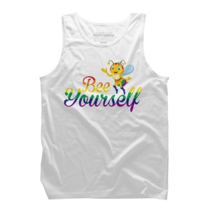 Adult Design By Humans Bee Yourself Rainbow Pride By AmusingDesignCo Tank Top - 1 of 2