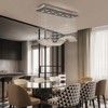Siljoy Modern Rectangular Crystal Chandelier Wave Raindrop Pendent Flush Mount Ceiling Light Fixture Indoor - 4 of 4