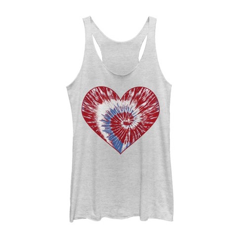 Women's Lost Gods Fourth Of July Tie-dye Heart Racerback Tank Top : Target