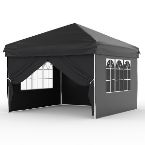 10x10 Pop Up Canopy with 4 Sidewalls-Waterproof Outdoor Portable Canopy Tent with Carry Bag, Stakes & Guy Lines-for Camping, Beach, Backyard - 1 of 4