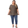 Agnes Orinda Women's Plus Size Crew Neck Short Sleeve with Pockets Summer Casual Blouses - 3 of 4