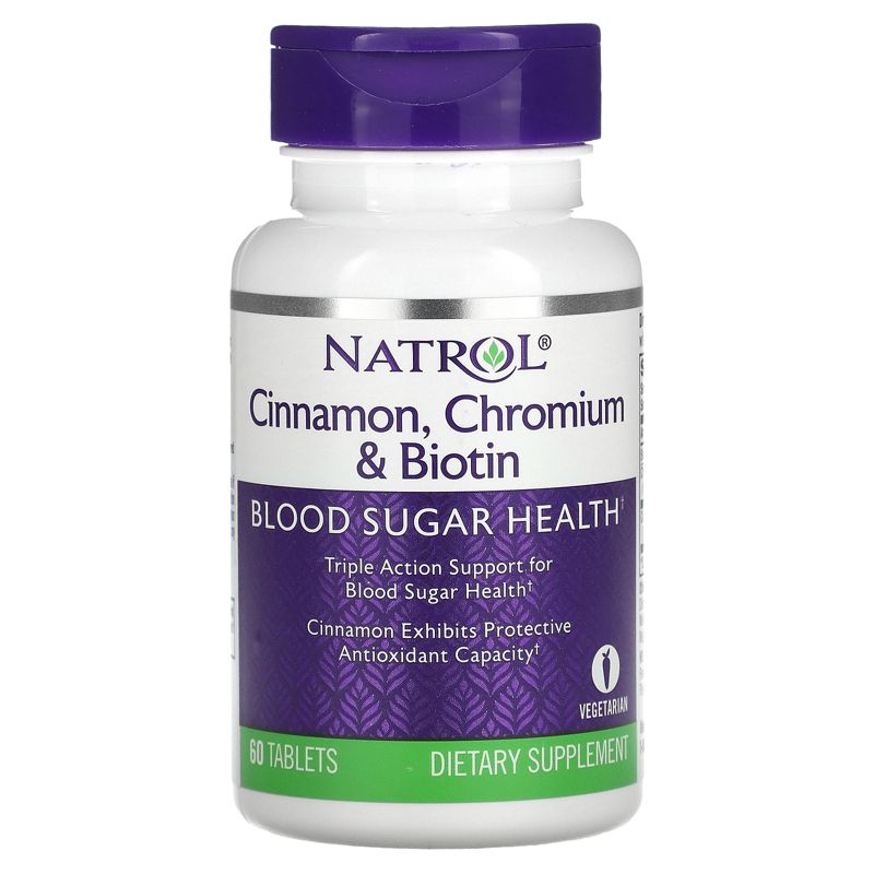 Natrol Cinnamon, Chromium & Biotin, 60 Tablets, 1 of 4