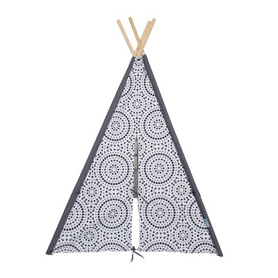 Gray and White Polka Dot Teepee with Solid Wood Poles