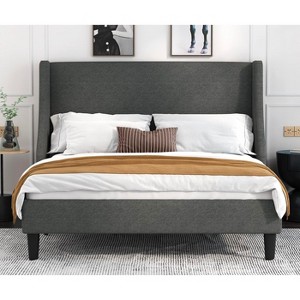 Allewie Bed Frame, Platform Bed Frame with Upholstered Headboard, Modern Deluxe Wingback, Wood Slat Support, Mattress Foundation - 1 of 4