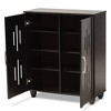 Baxton Studio Renley Espresso Wood 2 Door Shoe Storage Cabinet Brown: Freestanding Organizer, Holds 8 Pairs - 2 of 4