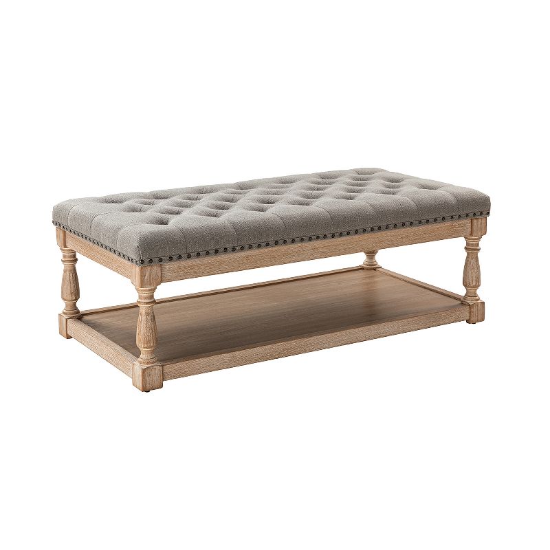 Conelius Traditional upholstered storage Cocktail ottoman with Button-Tufted Design| ARTFUL LIVING DESIGN, 3 of 12