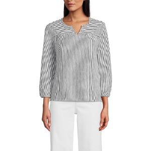 Lands' End Women's 3/4 Sleeve Slub Notch Neck Top - 1 of 3
