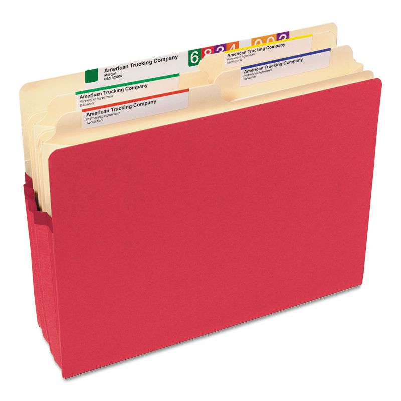 Smead 1 3/4" Exp Colored File Pocket Straight Tab Letter Red 73221, 2 of 9