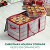 OSTO Clear Plastic Christmas Ornament Storage Box Stores Up to 128 Ornaments of 3”; 2-way zipper,Carry Handles. Tear Proof and Waterproof - image 2 of 4