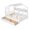 TIRAMISUBEST Wooden Twin/Full Size House Bed with 2 Storage Drawers,Kids Bed Daybed with Storage Shelf and Roof Design - 3 of 4