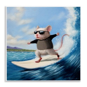 Stupell Industries Cool Surfer Mouse Blue Ocean Waves, 12" x 12" - 1 of 4