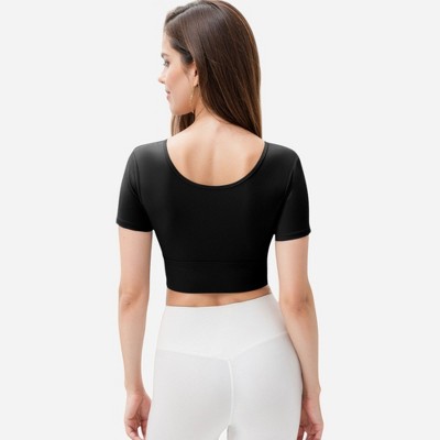 Anna-Kaci Active Women's Ruched Cutout Crop Top with Short Sleeves - image 5