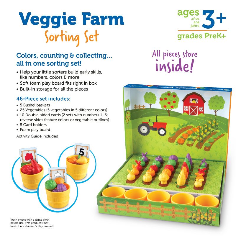 Learning Resources Veggie Farm Sorting Set, 46 Pieces, Ages 3+, 5 of 7