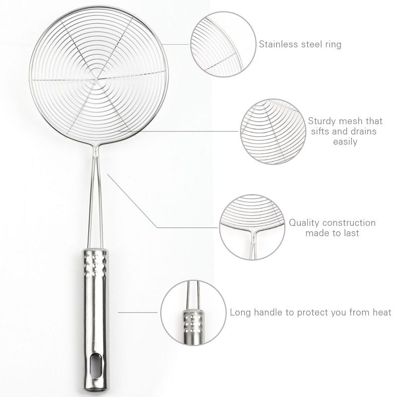 Unique Bargains Stainless Steel Mesh Colander Sieve Kitchen Ladle 4.7" Dia Strainers Silver Tone 1 Pc, 4 of 8
