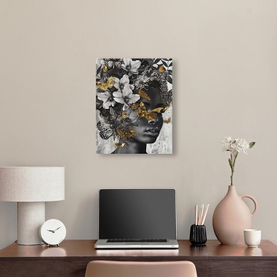 Golden Butterflies Abstract Canvas Wall Art, 20" x 16"