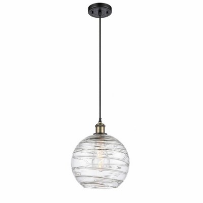 Athens Deco Swirl - 1 Light Cord Hung Mini Pendant In Industrial Style-13 Inches Tall and 10 Inches Wide