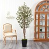 Nearly Natural 6.5-ft Olive Artificial Tree in Black Metal Planter - 3 of 4