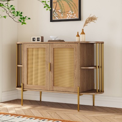 KTMBDW Sideboard Buffet Cabinet with Storage, 47.2" Fluted Shelves, Mid Century Modern Console for Living Room Kitchen