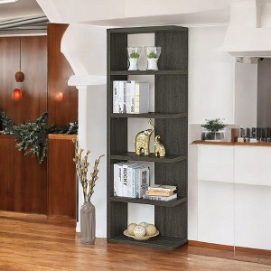 Alilang 23.50 Inch Modern Open Shelf Bookcase with Five-Tier Design-Grey - 1 of 4