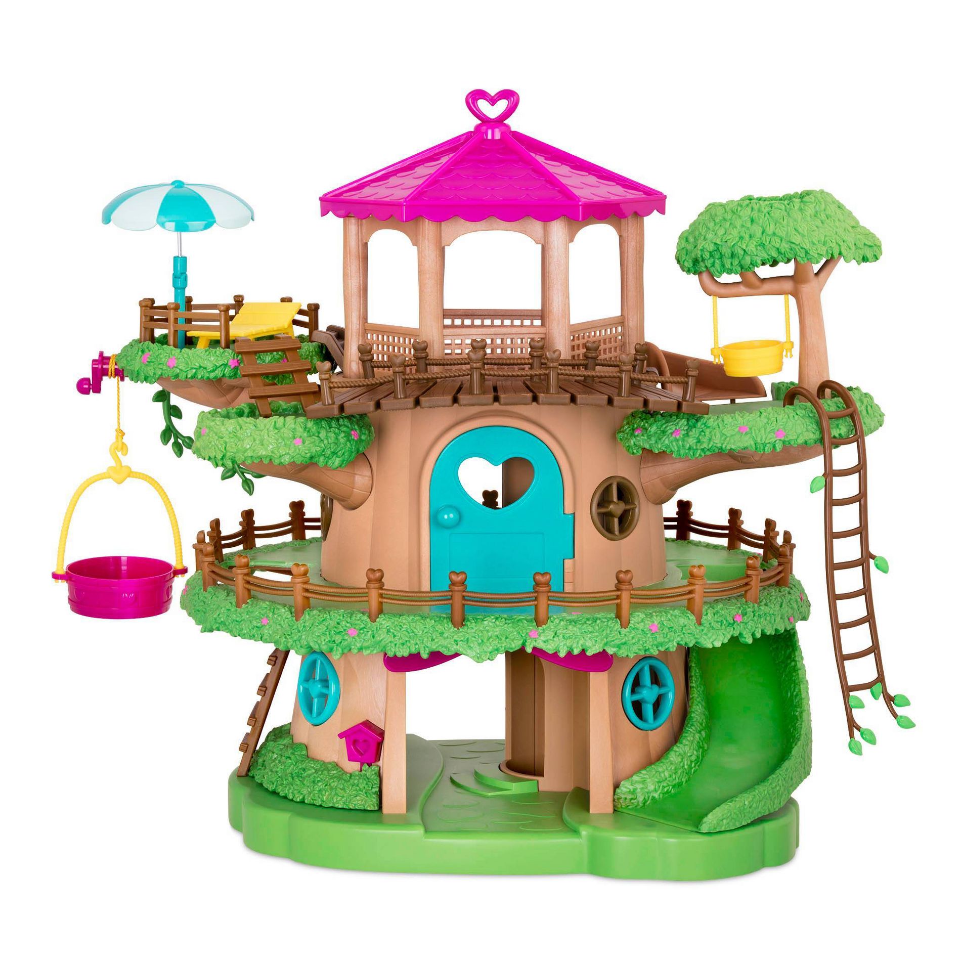 Li'l Woodzeez Toy Treehouse with Elevator 22pc - Treehouse Playset: Movable Door, Fits 4-Inch Dolls