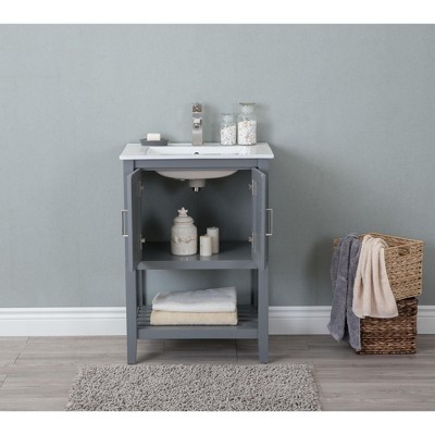 Westchester Gray 24" Freestanding Sink Vanity with Ceramic Top