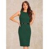 INSPIRE CHIC Women's Belted Round Neck Sleeveless Casual Office Sheath Dress - 4 of 4
