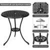 ODK 3-Piece Outdoor Bistro Set with Umbrella Hole and Adjustable Feet, Cast Aluminum Table and Chairs Set for Balcony and Backyard Use, Bronze - 3 of 4