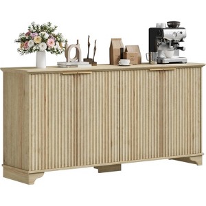 Acekool Farmhouse Sideboard Cabinet with Fluted Doors, Adjustable Shelves & Gold Handles for Kitchen, Dining & Living Room - 1 of 4
