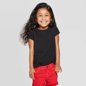 Toddler Girls Solid Short Sleeve T Shirt Cat Jack Black 12m Target