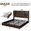 AMERLIFE Wooden Platform Bed with Bookcase Headboard, 2 Drawers, Charging Station - 2 of 4