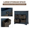 Rustic Storage Cabinet with Two Drawers and Four Classic Rattan Basket - 3 of 4