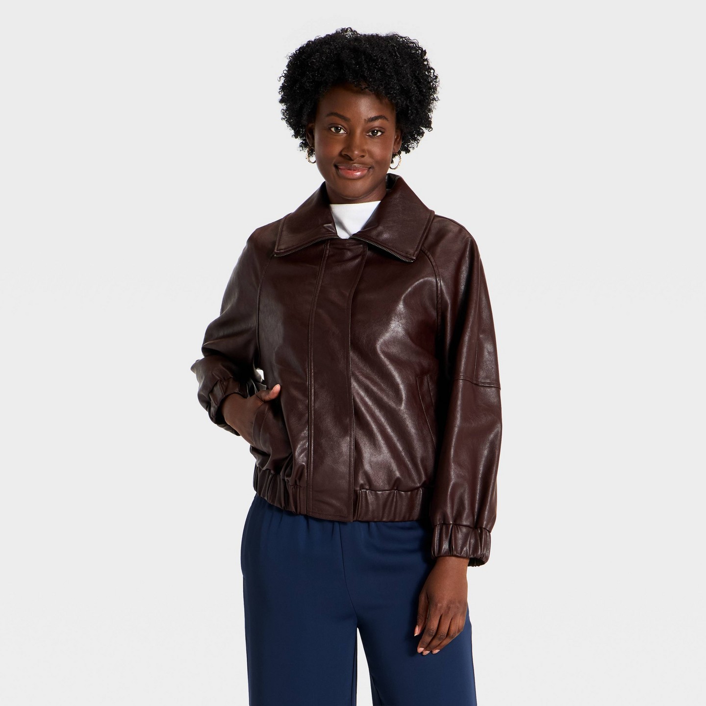 Женская куртка A New Day Faux Leather, цвет: Бордовый — фото 1