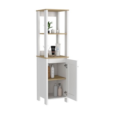 NicBex 59.3 Inch Tall Bathroom Storage Cabinet,Slim Storage Cabinet with Open Shelves for Living Room,Home Office