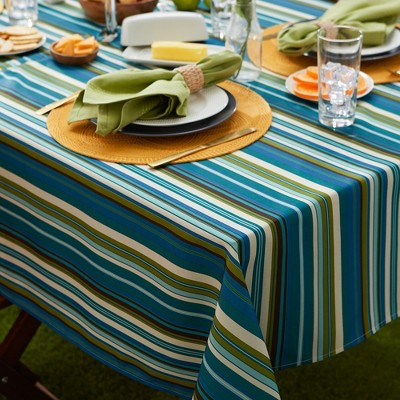 Beachy Stripe Print Polyester Tablecloth with Zipper 60x84