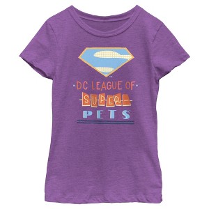 Girl's DC League of Super-Pets Superman Dot Logo Cutouts T-Shirt - 1 of 4