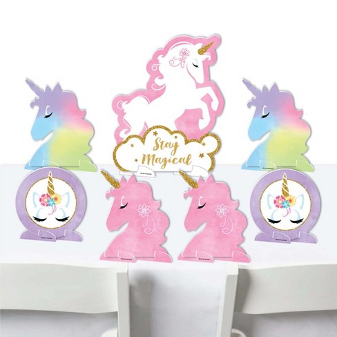 Big Dot Of Happiness Rainbow Unicorn Magical Unicorn Baby Shower Or Birthday Party Centerpiece Table Decorations Tabletop Standups 7 Pieces Target