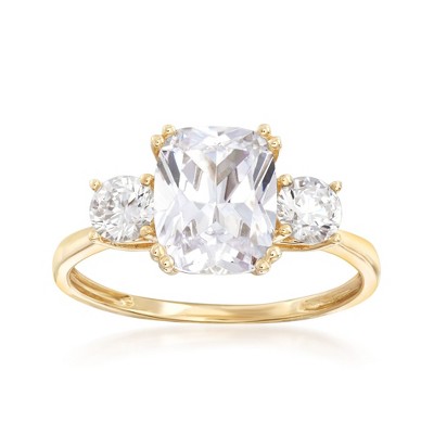 Ross-Simons 3.50 ct. t.w. CZ 3-Stone Ring in 14kt Yellow Gold