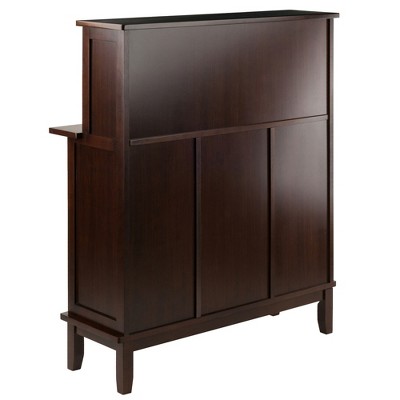 Winsome Cappuccino Wood Wine Bar with Storage and Stemware Rack